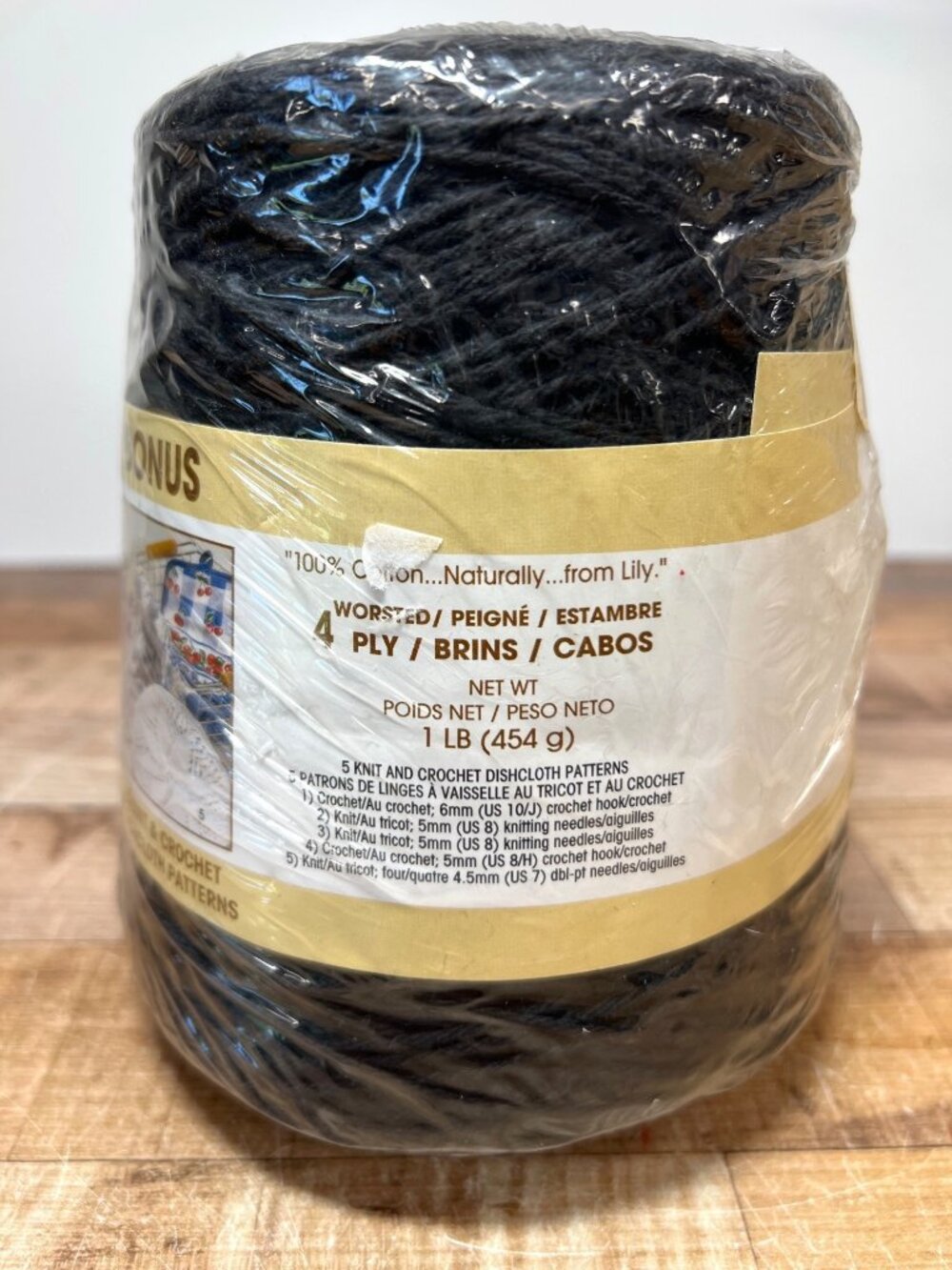 Lily Sugarn Cream 1 LB Black Yarn 100% Cotton Worsted 4-Ply Knitting & Crochet - Picture 3 of 5
